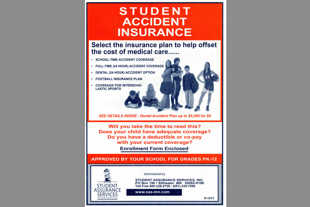 An image of the cover of the student accident insurance form