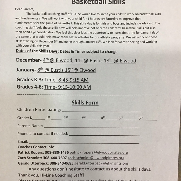 Skills camp form
